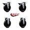 Service Caster 5'' Phenolic Wheel Swivel Top Plate Caster Set with 2 Posi Brakes 2 Rigid, 4PK SCC-20S514-PHS-PLB-2-R-2 - alternate 5